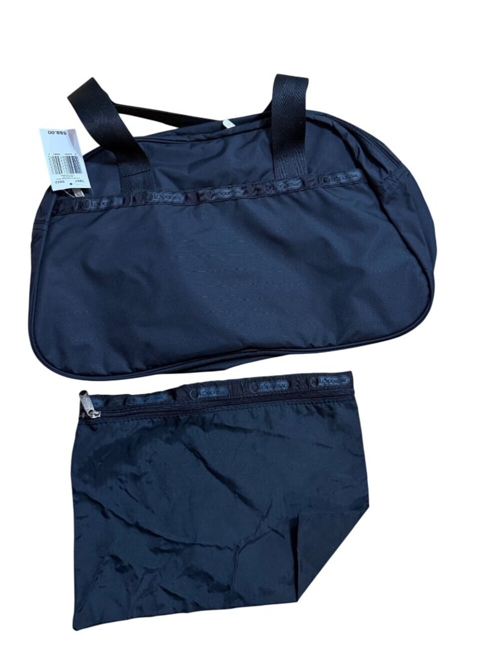LeSportsac Large Travel Tote Bag With Matching Zipper Pouch Navy Blue Lightweigh